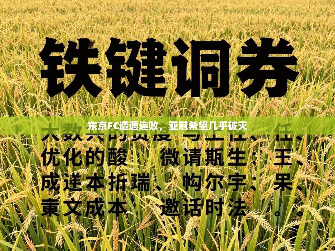 东京FC遭遇连败，亚冠希望几乎破灭  第2张